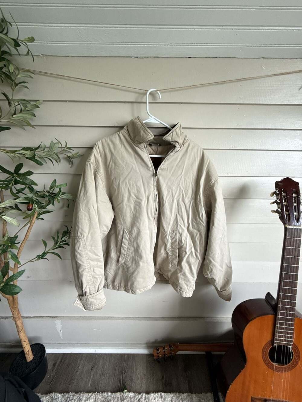 Aberdeen Vintage Beige Quilted Lined Full Zip Jacket